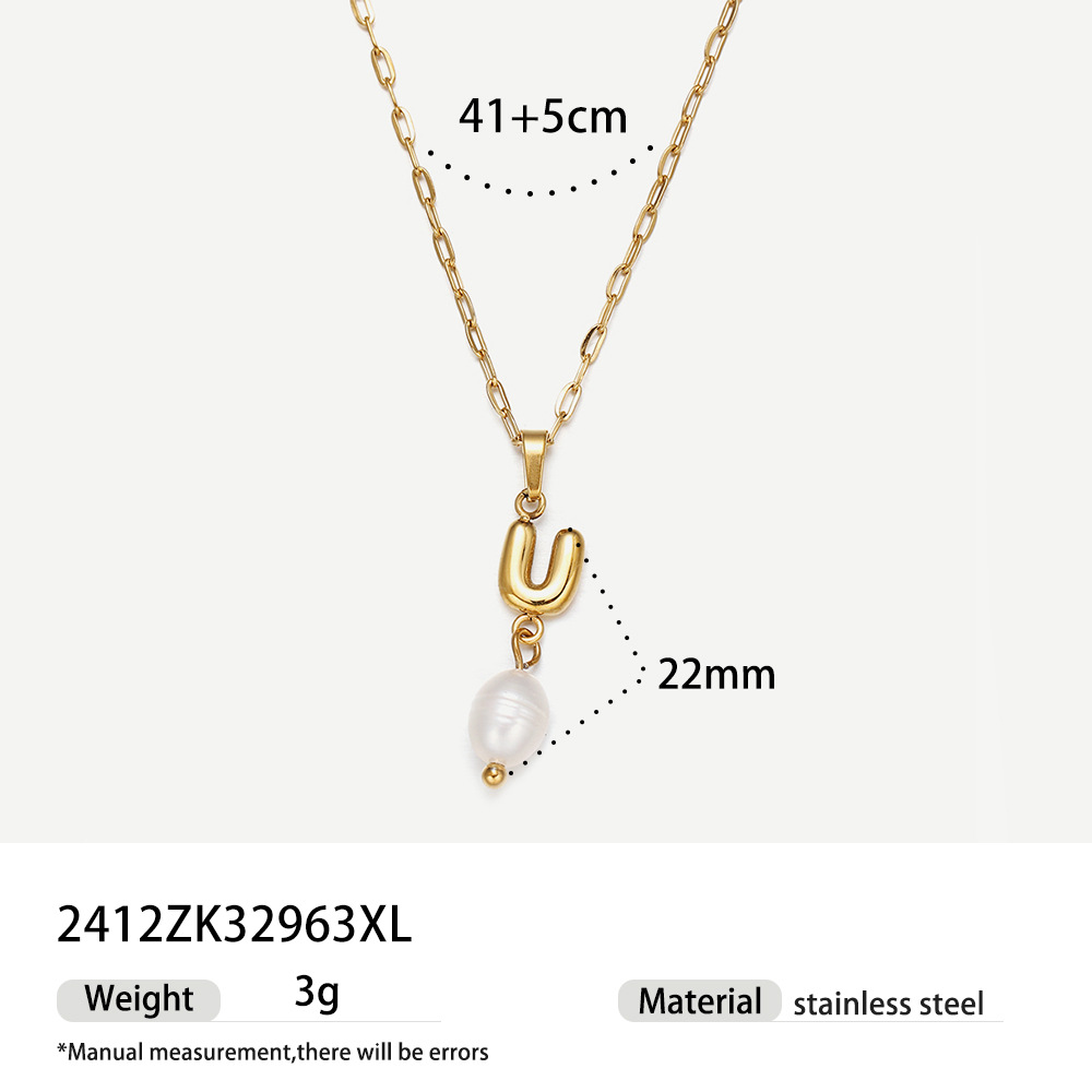 TENA collar de acero inoxidable de perlas verdaderas simplista de alto nivel nicho de diseño de acero de titanio collar de collar para mujeres image 39