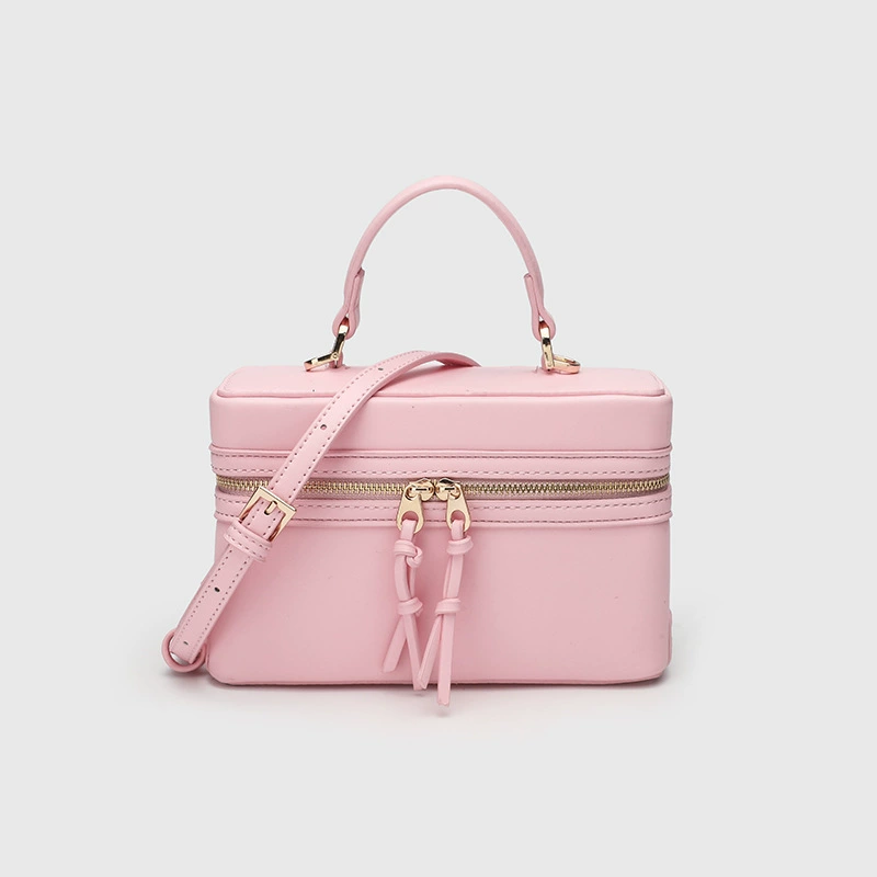 Top-handle vanity bag, canvas & PU options, compact 25.5×9×18 cm