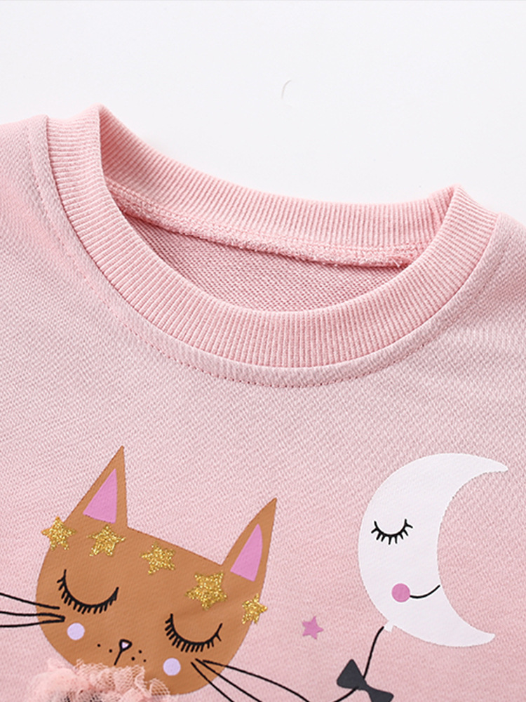 Malwee niñas trajes de otoño nuevos niños europeos y estadounidenses de cuello redondo de manga larga dos piezas de ropa infantil para el hogar