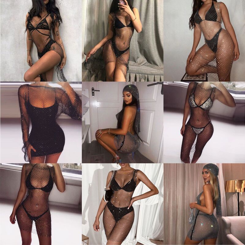 2024 Summer European and American Fashion Women's Suspender Dress Sleeveless Rhinestone Long Skirt Pure Desire A-Line Skirt V Neck Slimming 2024 Summer European and American Fashion Women's Suspender Dress Sleeveless Rhinestone Long Skirt Pure Desire A-Line Skirt V Neck Slimming