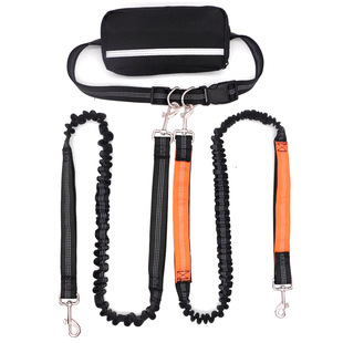 Waist-Tied Running Dog Leash Explosion-Proof Large Dog Walking Leash Sports Waist Bag Pet Leash One for Two