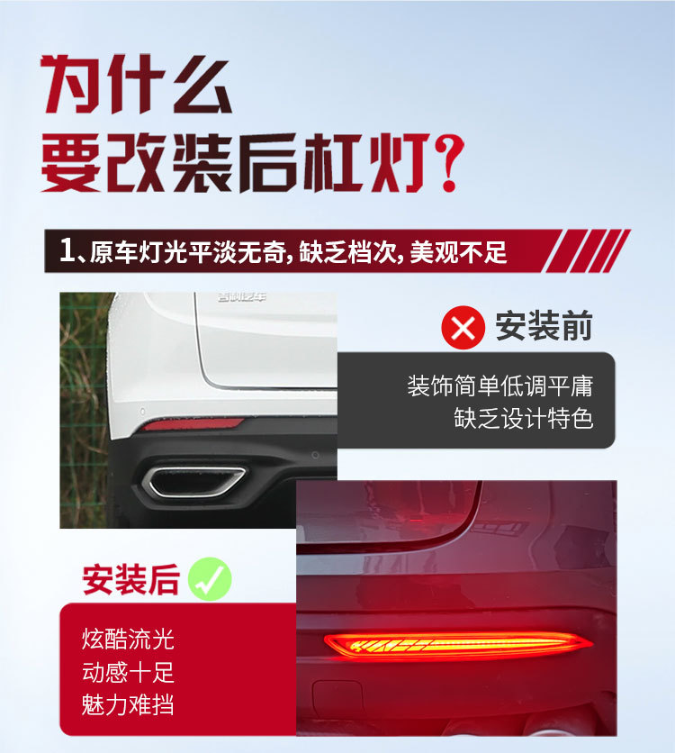 Suitable for 18-24 Geely Binyue rear bumper lights Proton X50 modified LED rear bumper lights special taillights