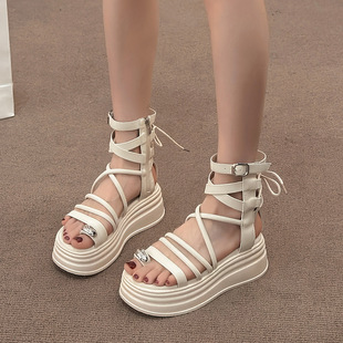 Women's summer 2024 new French style high-end black cross strap overtoe sandals