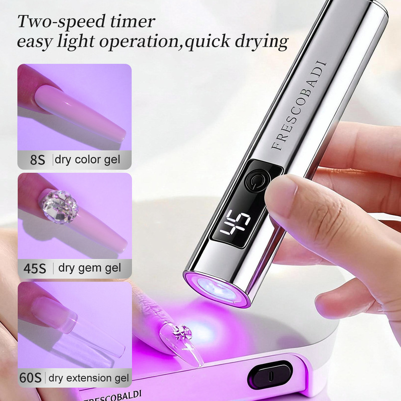 Portable Silver Screen-Displayed Red Light Nail Lamp with Two Timer Settings, Strong Focus Light, Quick-Drying Nail Lamp