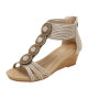 Wedge Sandals Women's Summer Roman Sandals 2024 New Soft Bottom Non-slip Retro Beaded Large Size Women's Shoes 1418-886
