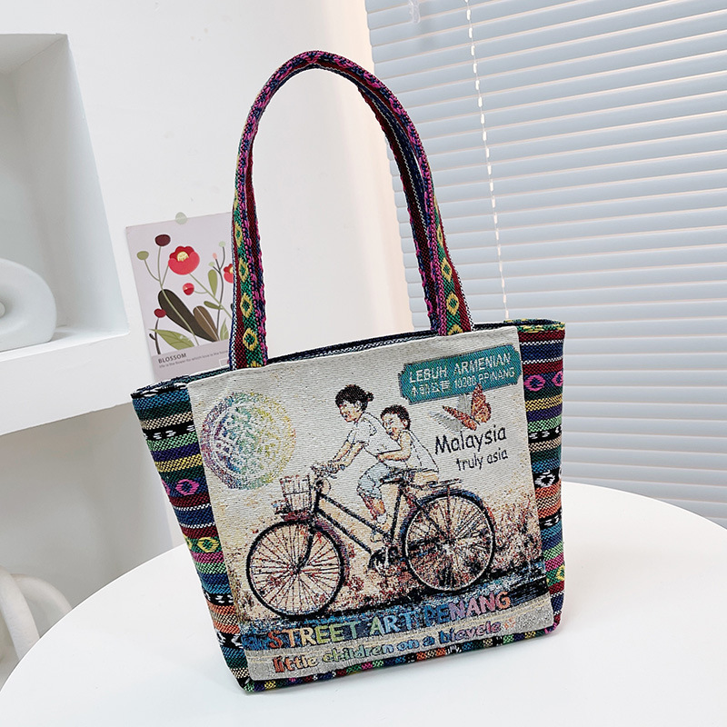 メーカー卸売ハンドバッグ漫画両面ジャカード刺繍手提げ袋サラリーマンのハンドバッグ|undefined