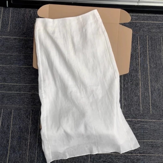 High-grade White Tencel Cotton Linen Skirt Women's Summer 2025 New High Waist Long Split Ramie Skirt