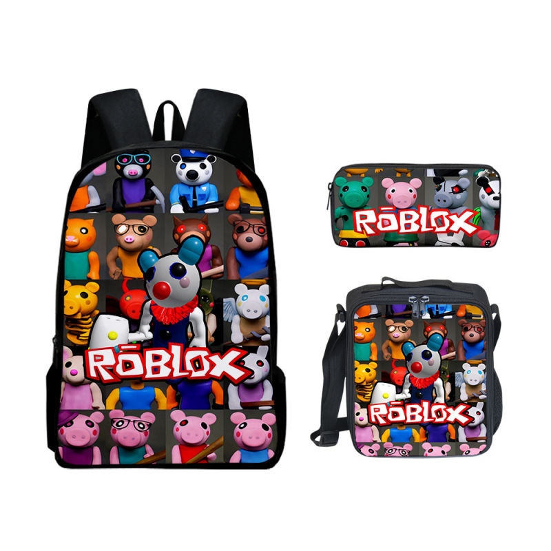 3D 新製品 Roblox 学生スクールバッグ ランチバッグ ペンシルバッグ Roblox プリント バックパック 3 点セット|undefined