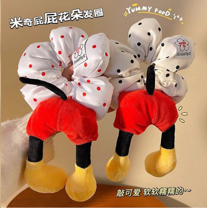 Pequeño libro rojo explosión Mickey punto de onda rojo lindos anillos de cabello peluche lindos anillos de cabello 2025