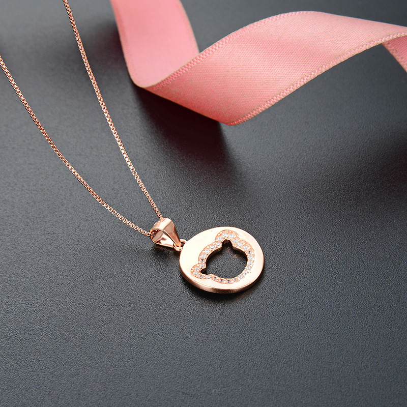 Elegante oso accesorios collar Corea del Sur s925 plata diamante incrustado joyería colgante femenino regalo colgante para novia