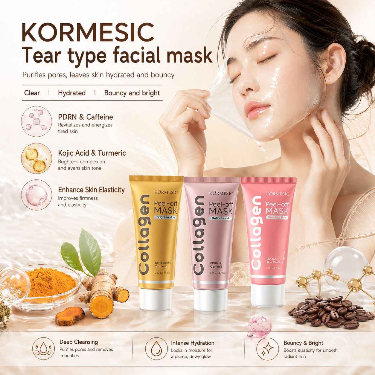 KORMESIC all-English collagen peel-off face mask cross-border foreign trade manufacturer wholesale