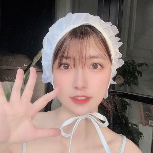 2024 new Korean lace cute ins long hair waterproof fashionable head-protecting swimming cap for women cute