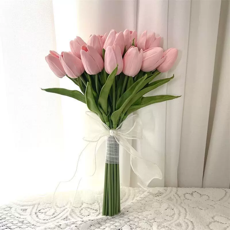 Korean-style simulated tulip bouquet, hand-held wedding/ceremony prop, multi-count LED and non-LED options