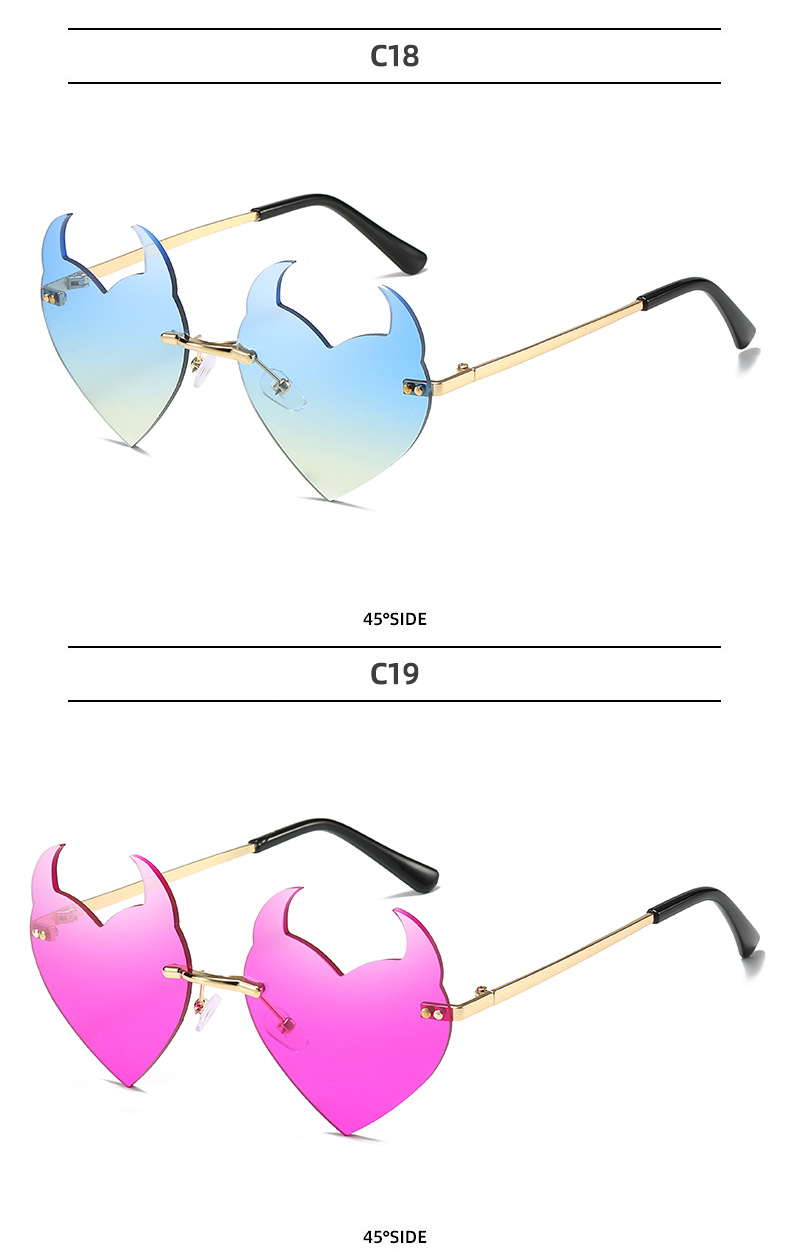 Funny Solid Color Pc Special-shaped Mirror Frameless Women's Sunglasses display picture 13