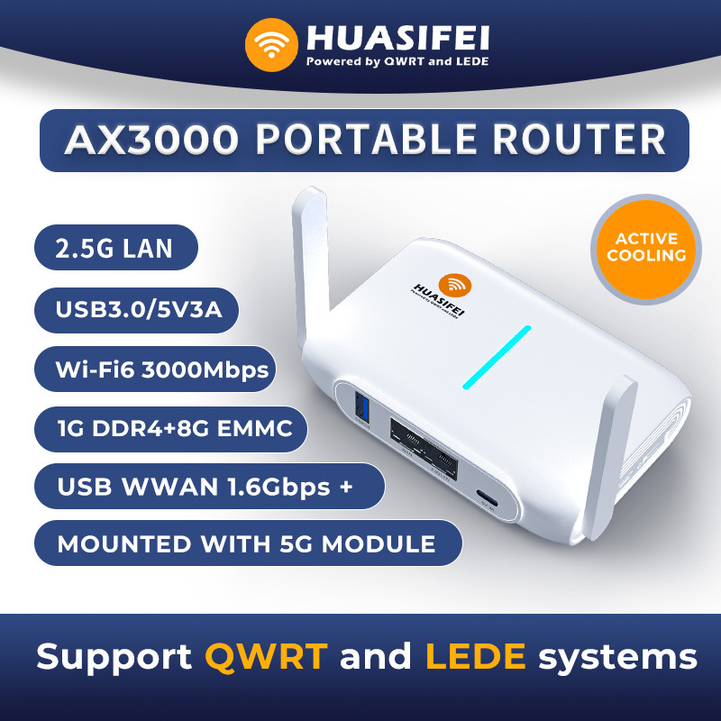 HUASIFEI  MT3000无线路由器wifi6千兆家用高速2.5G网口8G EMMC