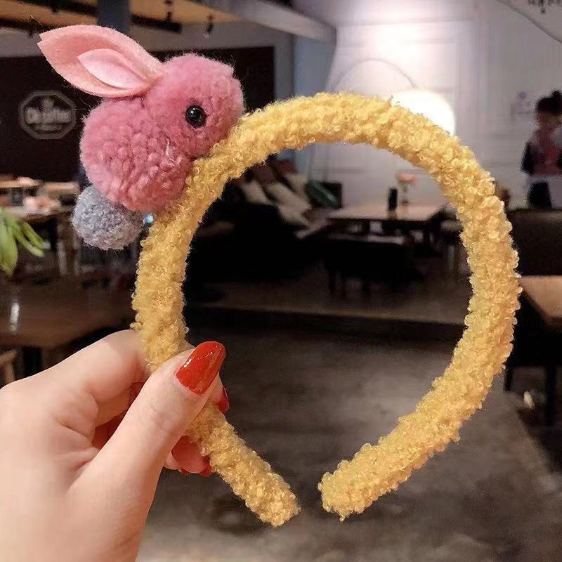 Rose powder rabbit hair hoop