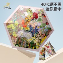 贵妇口袋胶囊超轻小便携碎花黑胶防晒遮阳伞太阳伞晴雨伞女晴雨两