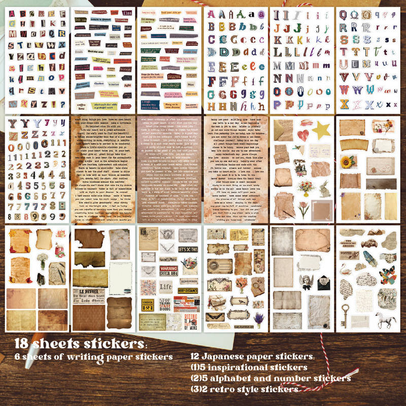 Cross-border material this 38 scrapbook American decorative craft paper special-shaped diy material retro sticker suit