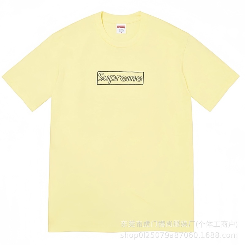 クロスボーダー25ss美潮Supreme文字プリントラウンドネック半袖男女兼用カジュアルTシャツ純綿快適|undefined