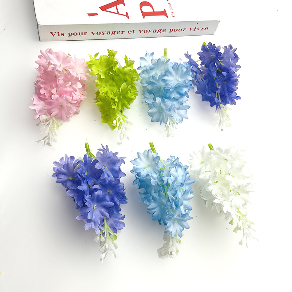 Simulación de flores de hintión flor de lavanda flor artificial DIY accesorios de flores de pinzas minorías paquete de material de tocado