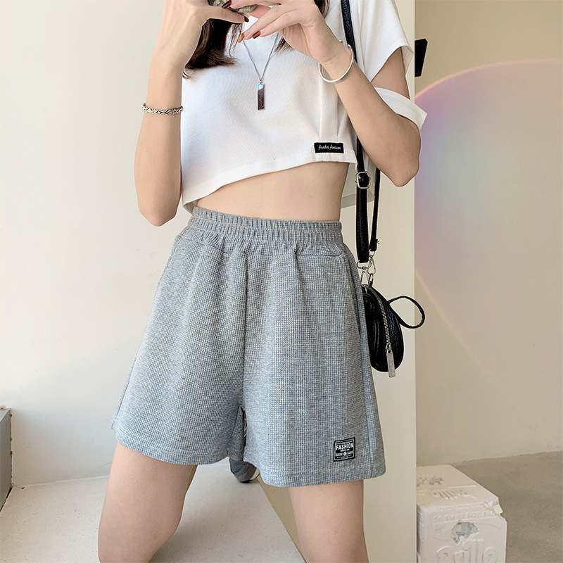Waffle Sports Shorts Women's Summer 2025 New Korean Style Loose Tight Waist Home Wide Leg Hot Pants Outer Shorts Waffle Sports Shorts Women's Summer 2025 New Korean Style Loose Tight Waist Home Wide Leg Hot Pants Outer Shorts