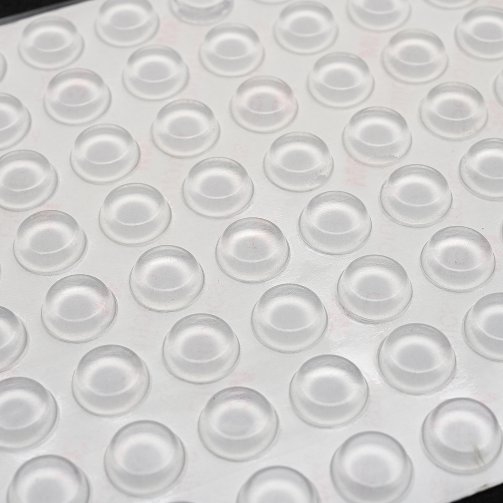 En stock cilíndrica de silicona transparente Anticolisión de vidrio de grano almohadilla de goma silenciador de la puerta del Gabinete de absorción de impactos almohadilla de silicona autoadhesiva