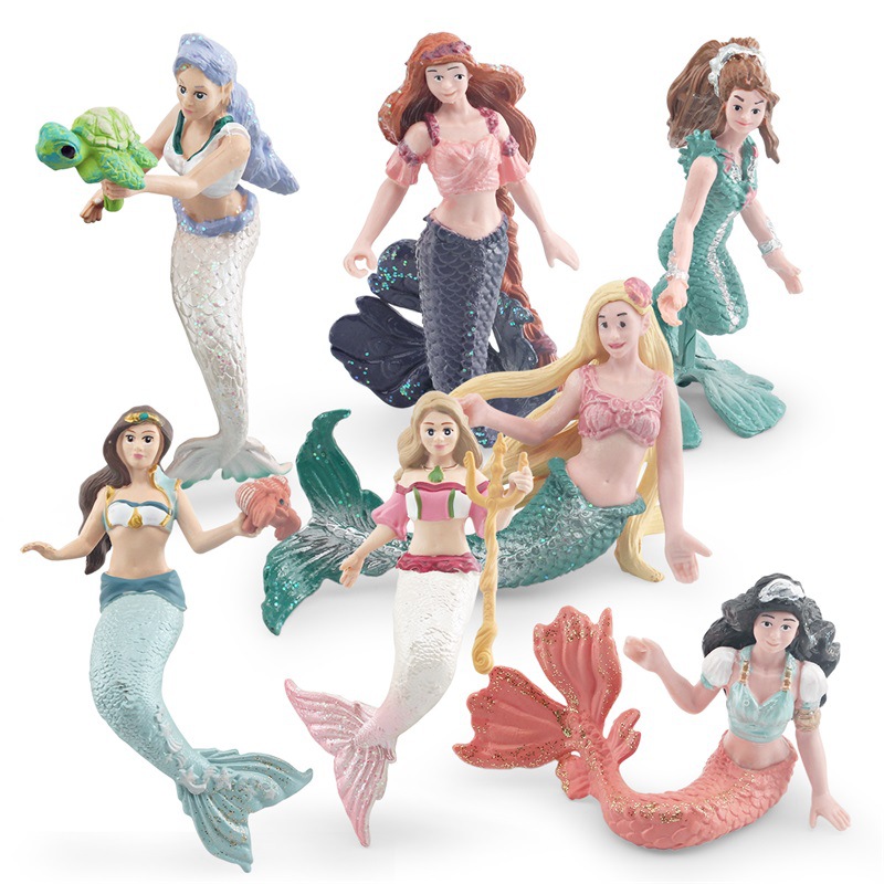 Amazon simulación mito leyenda muñeca modelo cognitivo de los niños sirena océano escena estática adornos