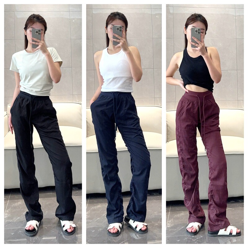 Lulu Dance Studio Summer Thin Drop Pants Slim Mid-Waist Sports Leg Slim Tight Tooling Pants
