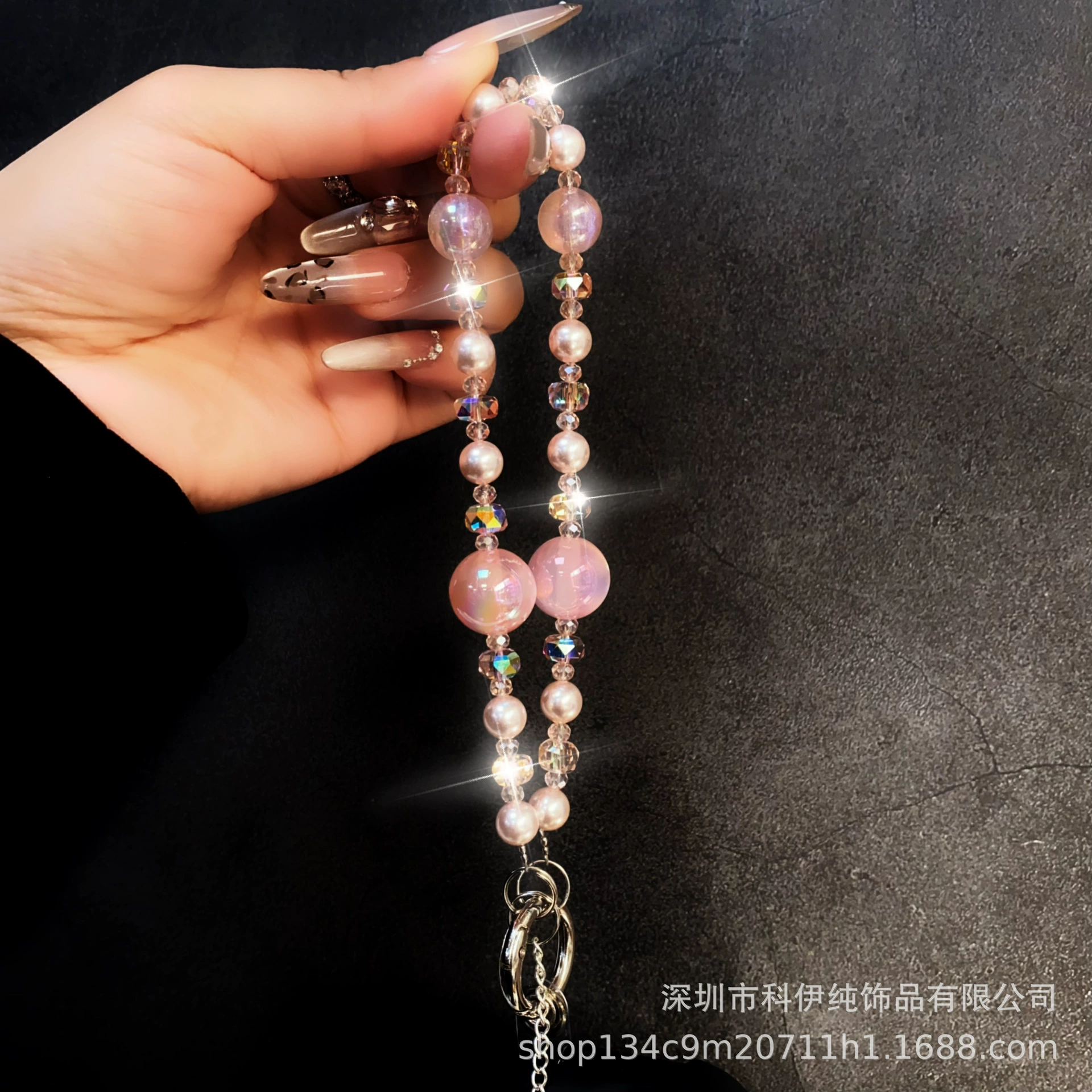 Crystal bracelet, mobile phone, chain with tassels, beads, pendant