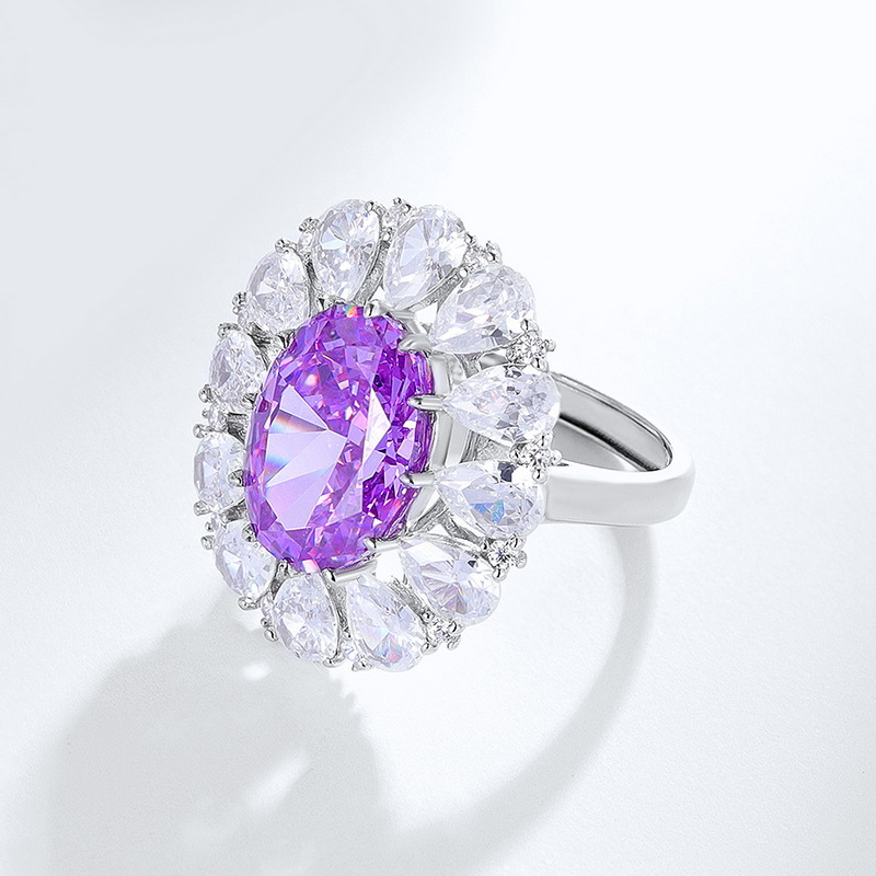 Wilsheng 2022 nuevo S925 plata en forma de huevo aguamarina anillo de hielo flor corte alto carbono diamante anillo de moda de lujo