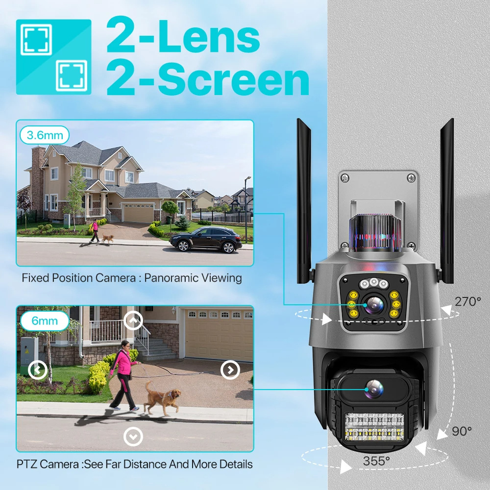 8MP V380 Pro Dual Lens Network Wireless IP Monitoring WiFi Network 4G Home Security Camera 3