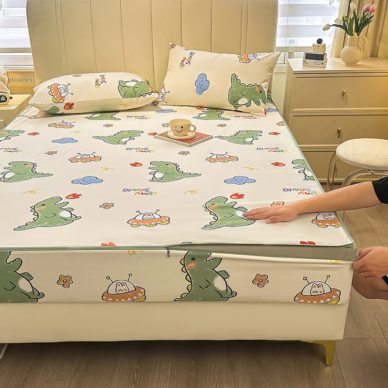 Waterproof Fitted Sheet, Breathable Six-Sided All-Inclusive Bed Cover, Simmons Protective Cover, Dust Cover, Mattress Cover, Single Piece Pure Cotton Anti-Slip