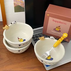ボタン陶磁器の子犬の茶碗2025新型家庭用ご飯碗サラダ碗ヨーグルト碗誕生日プレゼントセット
