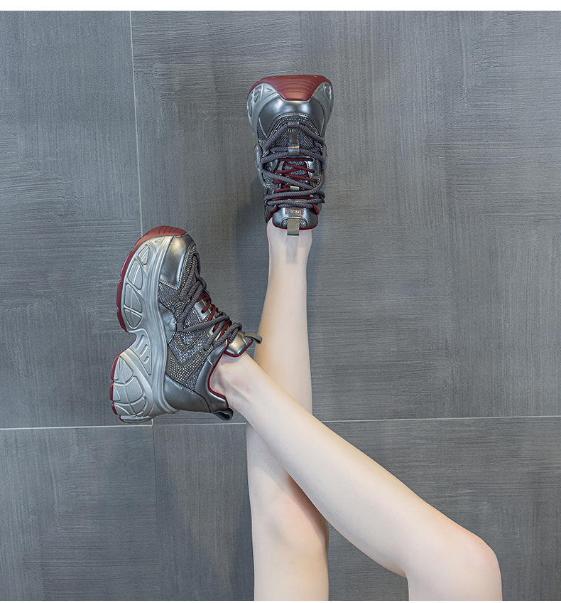 Giày sneaker nữ đế dày chunky tăng chiều cao 9 cm phong cách hot girl — Bạc M2696, M 2696m Màu sắc, M2696 đỏ chi tiết 20