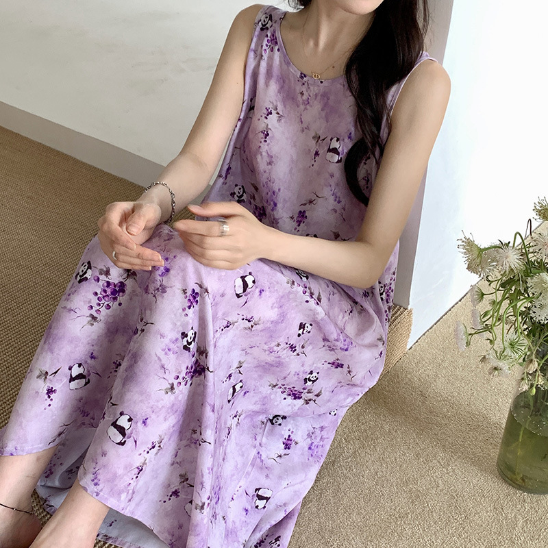 New Spring and Summer Nightdress Floral dress Women's Outer Wear Elegant Sweet plus size Loose Sanya Holiday Beach Dress