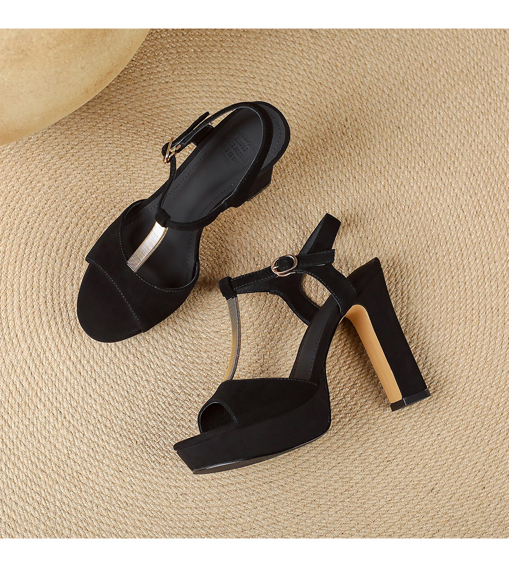 Sandal cao gót nữ hở mũi đế xuồng gót vuông 9 cm — màu đen, màu mơ chi tiết 15