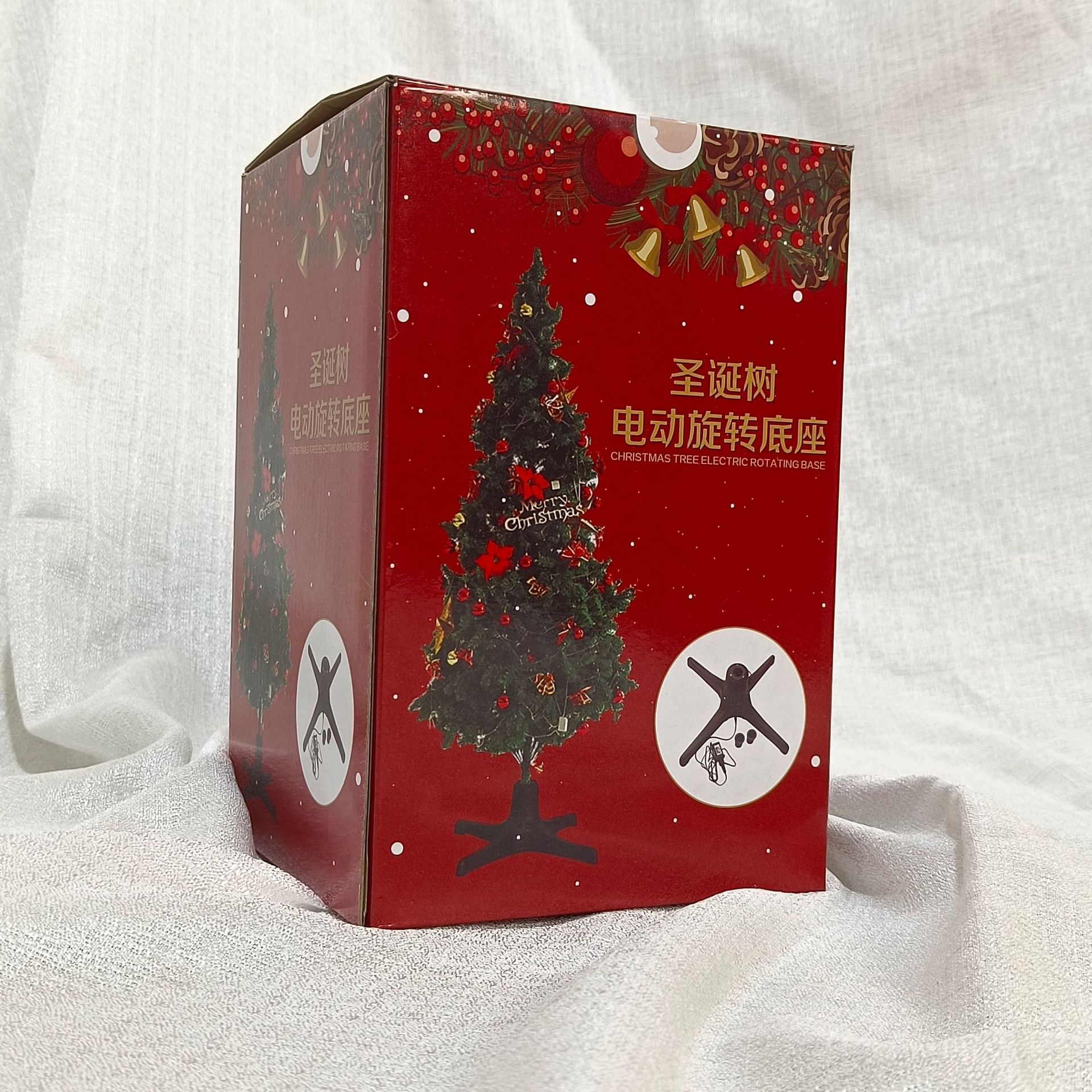 Accesorios de base rotatoria eléctrica del árbol de Navidad de control libre de dirección calibre ajustable de soporte de metal del árbol de Navidad pie de hierro