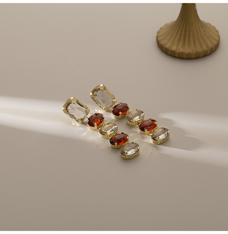 Geometric Pattern 1 Pair Elegant Geometric Plating Copper Imitation Crystal Drop Earrings Ear Cuffs