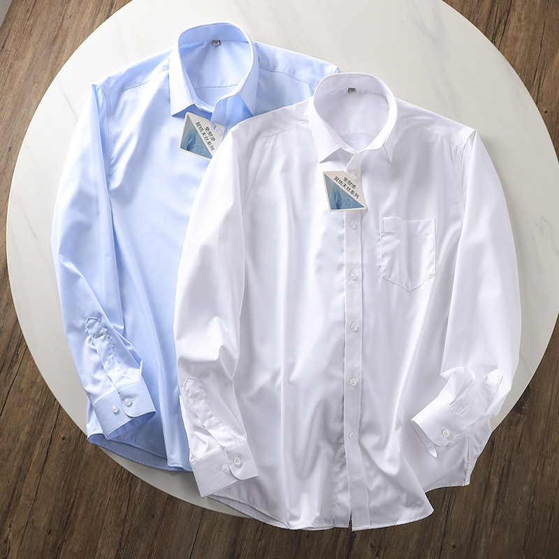 First-line men's clothing remove cabinets and cut labels! Iron-free blended Tencel series! Men's business casual long-sleeved shirt