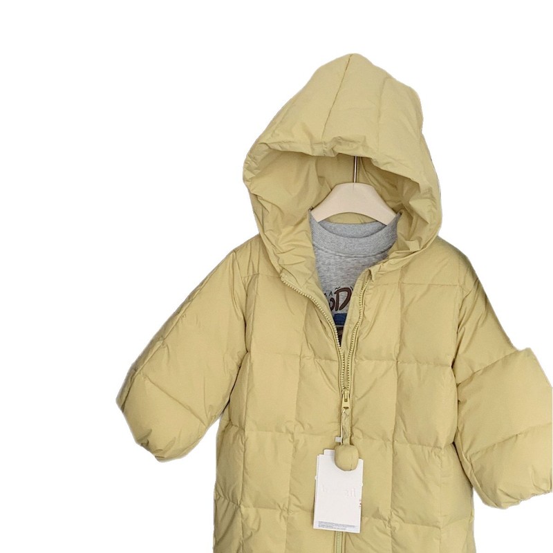 邦诚儿童羽绒服2025冬季新款男女童连帽中长款90白鸭绒中小童外套|undefined