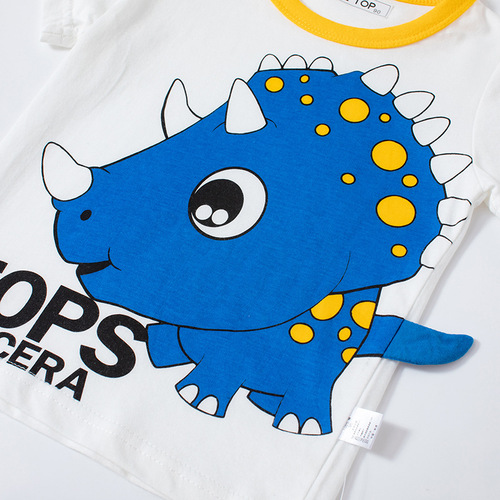 Children's Summer Clothing Pure Cotton New Men's Short Sleeve T-shirt Baby Summer Cartoon Half Sleeve Top Children's Clothing Dropshipping One Piece