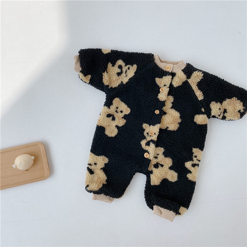 Bebé oso algodón mameluco Bebé Ropa de invierno Bebé mono bebé suéter forrado de lana engrosada ropa de excursión caliente