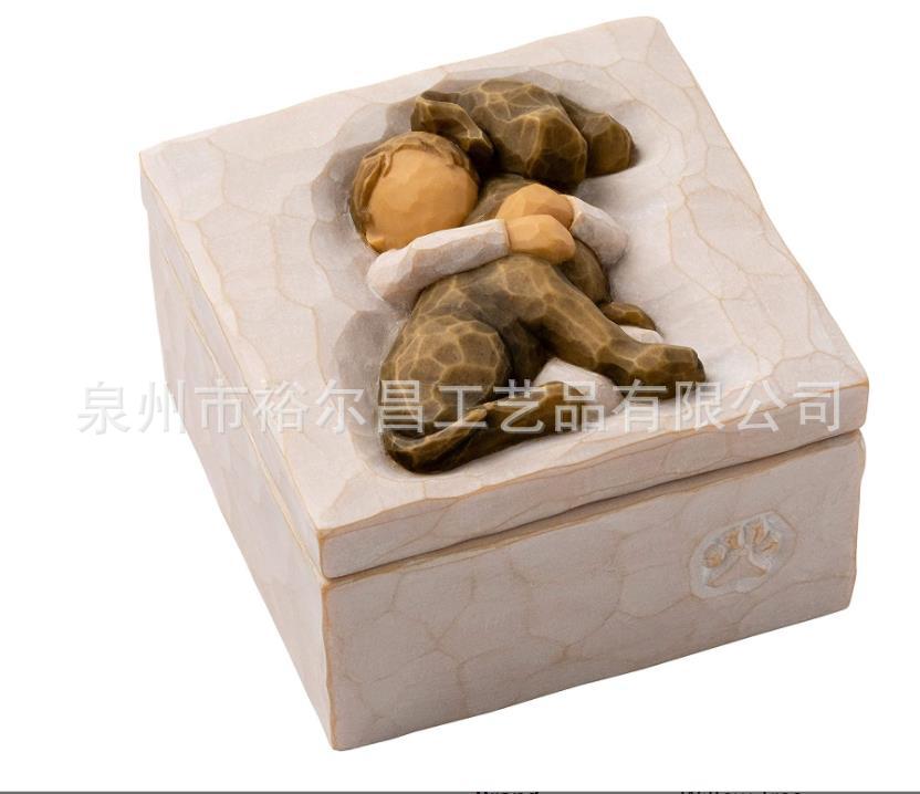 Willow Tree Hug (dark dog) resin character and dog jewelry box ornaments figurines home decoration