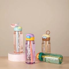 新品塑料吸管水杯男女學生隨手杯手提網紅多巴胺水壺便攜帶刻度