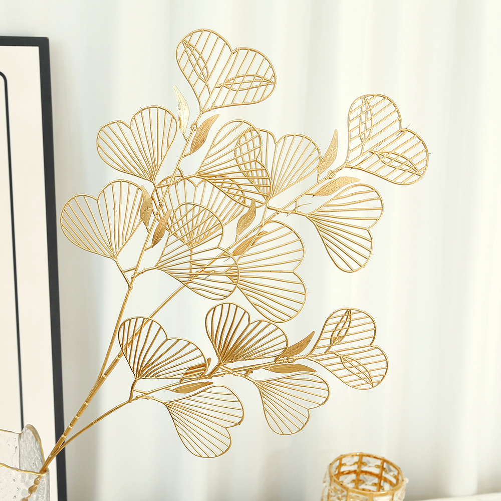 Flor de oro hoja de ginkgo eucalipto fruta roja Año Nuevo bendición cubo falso decoración de la flor decoración de la boda fábrica al por mayor en stock