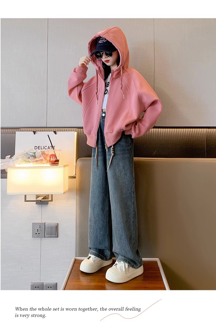 Ensemble sweatshirt cardigan ample à manches longues enfant_voghion.com