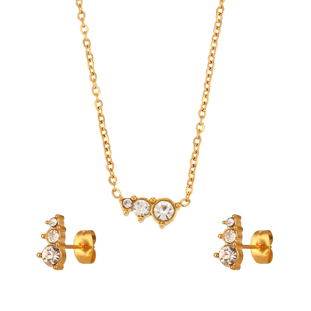 Womenu0027S Fashion Geometric Stainless Steel Ear Studs Necklace Geometry Plating Metal Artificial P