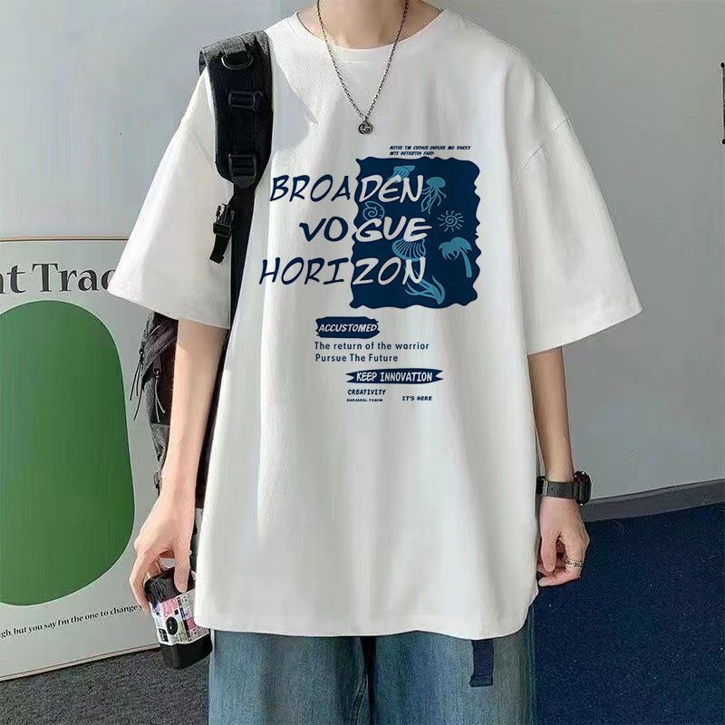 Short sleeve t-shirt men's summer Hong Kong style ins fashion brand Youth Student loose plus size half sleeve T-shirt bottoming shirt