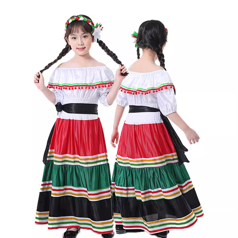 New Campus Activities Halloween Playing Dress Mexican Ethnic Girls Dress Long Dress Children's Day Party Dress