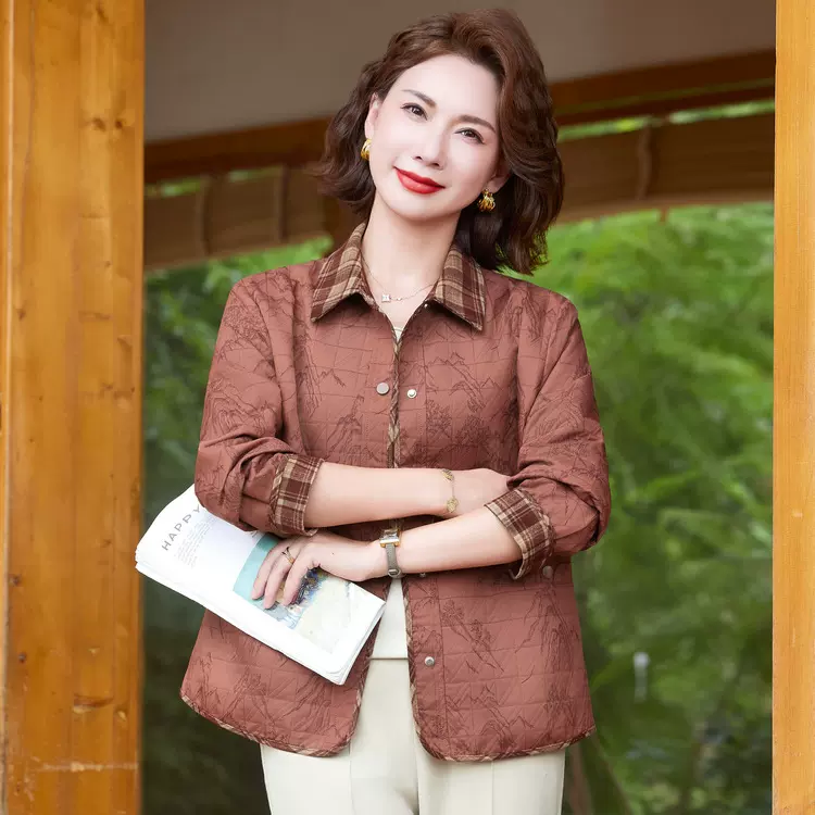 2025新款妈妈装春秋装风衣外套洋气大码中老年女休闲夹克上衣薄款